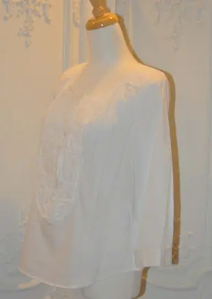 專櫃正品Miu Miu白色歐洲古典宮廷造型七分袖上衣 40/S