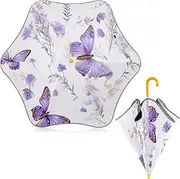 [ODAWA] Kids Funny Cat Unbreakable Rain Umbrella, Purple Butterfly, one size