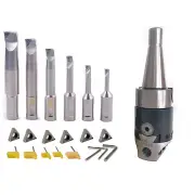 NEW NT40 2INCH BORING HEAD SET WITH 6 INDEXABLE BORING BAR AND 6 CARBIDE INSERT