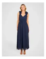 [Pilgrim] Cicero Ruffle Shoulder Dress in Navy