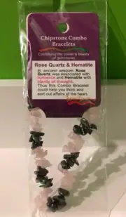 Rose Quartz and Hematite Crystal chip bracelet combo | Brand New in packet