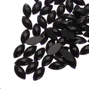 200PCS Acrylic Horse Eye Gems 4x8mm Flat Back Artificial Rhinestone Black