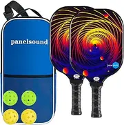 Panel Sound USAPA Approved Pickleball Paddle Lightweight Pickleball Paddles Set of 2,Pickleball Rackets Set, 1 Carrying Case, 2 Cooling Towels & 4 Indoor Balls