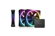NZXT F120 RGB Duo Triple Pack - 3 x 120mm Dual-Sided RGB Fans with RGB Controller 20 Individually Addressable LEDs Balanced Airflow and Static Pressure Fluid Dynamic Bearing PWM Black