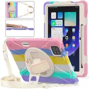 Catzon Onepiece Tablet Case for Xiaomi Pad 6 Rugged Lightweight Cover with Handle Strap Shoulder Strap-Colourful Pink