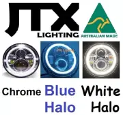 7" JTX LED Halo Chrome BLUE/WHITE Lights Ford Falcon GS GT XA XB XC HO XK XL XM (for: Ford)