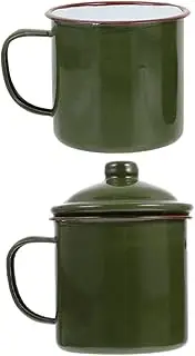 PEPLAYTAL 2pcs Retro Enamel Drinking Cups Stylish Water Storage Mugs for Outdoor Use Coffee and Milk Mugs Smooth Surface for Office and Picnics