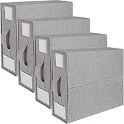 Bed Sheet Organizers,4 Pack Bed Sheet organiser and Storage,Linen Closet Organizer for Bedding Sheets,Duvet Covers and Pillow cases(Grey)
