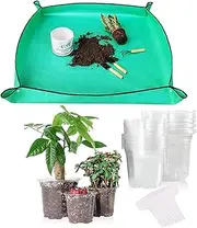 Clear Nursery Pots Flower Pots & Repotting Mat, 30pcs 3.5,4,5 Inches Seedling Pots with Drainage Holes, High Transparency Durable Seed Pots Reusable for Plants Vegetables with Bonus 30 Plant Label