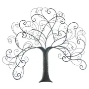 Black Metal Tree of Life Scrolls Wall Decor Accent Light Weight 16.5 x 18.5 inch