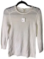 NWT Ladies EILEEN FISHER Cream Pull Over Sweater - XS