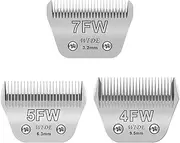 Newbulu 3Pack Dog Grooming Wide Blade,Detachable Pet Dog Grooming Blades,Compatible with Andis,Oster A5,Wahl km10 Clippers.（4FW+5FW+7FW）