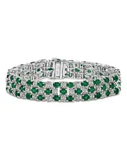 Bloomingdale's Fine Collection Emerald & Diamond Flex Bracelet in 14K White Gold