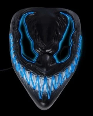Venom Inspired Mask LED Light Up Neon Mask Halloween Costume Scary Cosplay*READ*