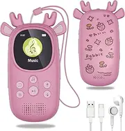 CCHKFEI 64GB Children's MP3 Player with Bluetooth 5.3, 1.8 Inch Screen, Bluetooth MP3 Player with Headphones & Speakers with FM Radio, Recordings, Pedometer, Stopwatch, Support up to 128G