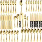 49 Piece Gold Silverware Set - Service for 8 - Stainless Steel Gold Flatware Ser