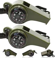 2 Pack Emergency Survival Whistle - Upgraded 3-in-1 Emergency Whistles with Compass and Thermometer/Loud Safety Whistle with Lanyard for Outdoor Hiking, Boating, Camping, Hunting, Fishing