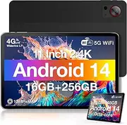 DOOGEE T30S 11 Inch Tablet Android 14, 2.4K Android Tablet with 16GB RAM 256GB ROM, Octa-Core Gaming Tablets with 8580mAh Large Battery, 13MP+8MP, BT5.0, 5G WiFi, 4G Cellular, Black