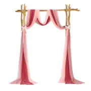 Wedding Arch Drape Fabric, 3 Panels 30INx20FT Chiffon Drapery Curtains, Rose