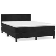 vidaXL Box Spring Bed with Mattress Black 153x203 cm Queen Size Velvet