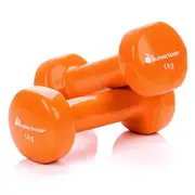 METEOR 1kg Dumbbells for Home Gym, Anit-Slip Flat Bottom Vinyl Dumbbells, Fixed Weight Dumbbells, Gym Weights, Dumbbell Weights (1 Pair)