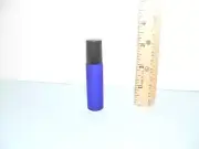 5 Bottles Cobalt Blue 1/3 oz,10 ml GLASS Roll On Bottle With Black Cap & Roller