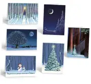 Assorted Christmas Cards | Winter Holiday Boxed Cards | USA Made | 18 Forest