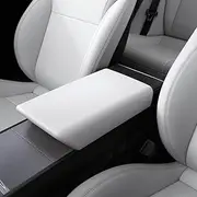 SPIGEN Armrest Cushion for Tesla Model 3 2024 - Current/Highland/Y Juniper 2025 Accessories, Centre Console Non-Slip Waterproof Soft Comfortable Feel Premium TPE Pad Protection Cover - White