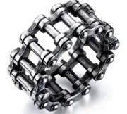 Edgy Men's Antique Silver Biker Chain Ring – Unique, Vintage Style Size 9