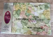 Vintage Cannon Royal Percale Twin Bed No Iron Fitted Sheet Floral Green 39x75
