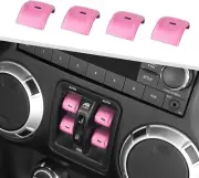 Pink Window Control Switch Button Cover Trim For Jeep Wrangler JK JKU 2012-2018 (for: Jeep)