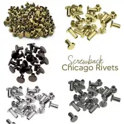 Brass Flat Belt Rivets Leather Craft Chicago Screw Stud Heads Solid 10/20/50 Pcs