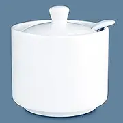 Wilkie Brothers New Bone Porcelain Straight Sugar Bowl with Spoon