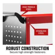 3-Tier Steel Tool Trolley Cart with Pegboard & Screwdriver Rack - 0.38m Capacity