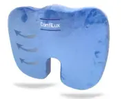 ComfiLux Memory Foam Seat Cushion - Relieve Back Pain & Sit Comfortably (Blue)