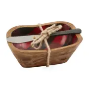 Red Black Buffalo Check Enamel and Wood Serving Dip Bowl