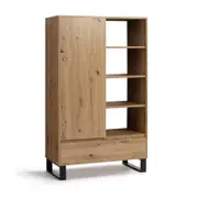 Caleb Bookcase Tall Multi Storage Industrial Cupboard Cabinet Display Cabinet woodgrain