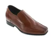 CALTO Y3022 - 3 Inches Elevator Height Increasing Copper Brown Slip On Loafer