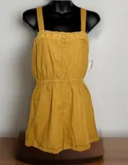 Girl’s Romper Sleeveless Dark Yellow Garter Waist One-Piece XL 14/16 Old Navy