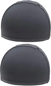 [JEWEDECO] Helmet Liner Cap Sturdy Material Quick-Drying Cycling Hat Riding Caps for Sport 2pcs Set Dark Grey