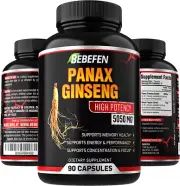 Panax Ginseng Capsules - 5050Mg Formula Pills with Black Pepper Extract - 90 Cap