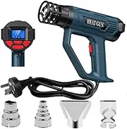 2500W Heat Gun with LCD Digital Display - Accurate Temperature Control（50℃- 550℃）, Overheat Protection, Double Heat Wire, with 4 Nozzles for Vinyl Wrap, Shrink Tubing, Paint Stripping