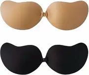 [Yakuki] Backless Adhesive Bra,2 Pairs Sticky Bra Push up, Invisible Bras for Women Reusable Strapless Stick on Bra