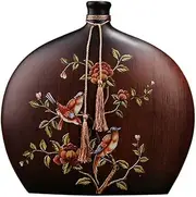Chinese vase Floor vase Modern New Chinese Zen Ceramic Vase Living Room Entrance Retro Decoration Flower Arrangement Dried Flower Apparatus Home Craft Decoration (Size : A)