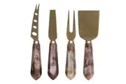 4pc Tempa Marlow Polyresin Cheese Knife Fork Set Cutlery Slicer Utensil Espresso