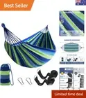 Compact Travel Hammock with Durable Cotton Fabric - Blue for Multifunctional Use