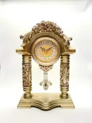 Clock : Luxurious Pendulum Table Clock (Mute Movement) - Classical Gold