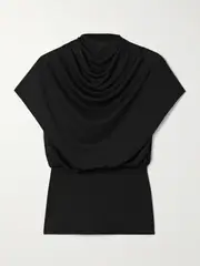[KALLMEYER] KALLMEYER - Jocelyn Draped Stretch-jersey Top - Black - medium medium Black