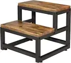 Wooden Step Stools for Adults Kids 2 Step Stool Heavy Duty Wood Bedside