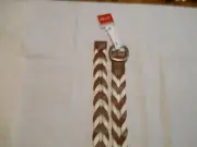 Relic Man-Made Size L Woven White Brown Casual Belt SR$28 NEW